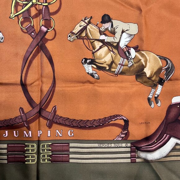 RARE VTG HERMES "Jumping" Silk Scarf by Phillipe Ledoux - Picture 6 of 10
